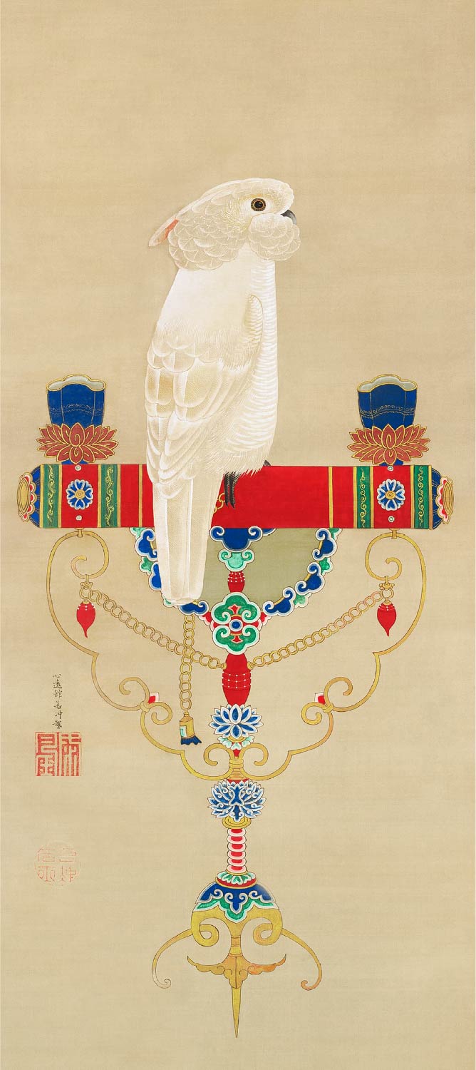 【無料壁紙】伊藤 若冲「白いオウム (1755)」 / Ito Jakuchu_White Cockatoo (1755)