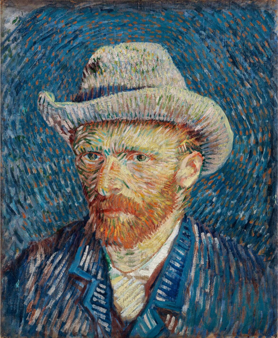 【無料壁紙】フィンセント・ファン・ゴッホ「自画像-灰色のフェルト帽をかぶったもの (1887)」 / Vincent van Gogh_Self-Portrait with Grey Felt Hat (1887)