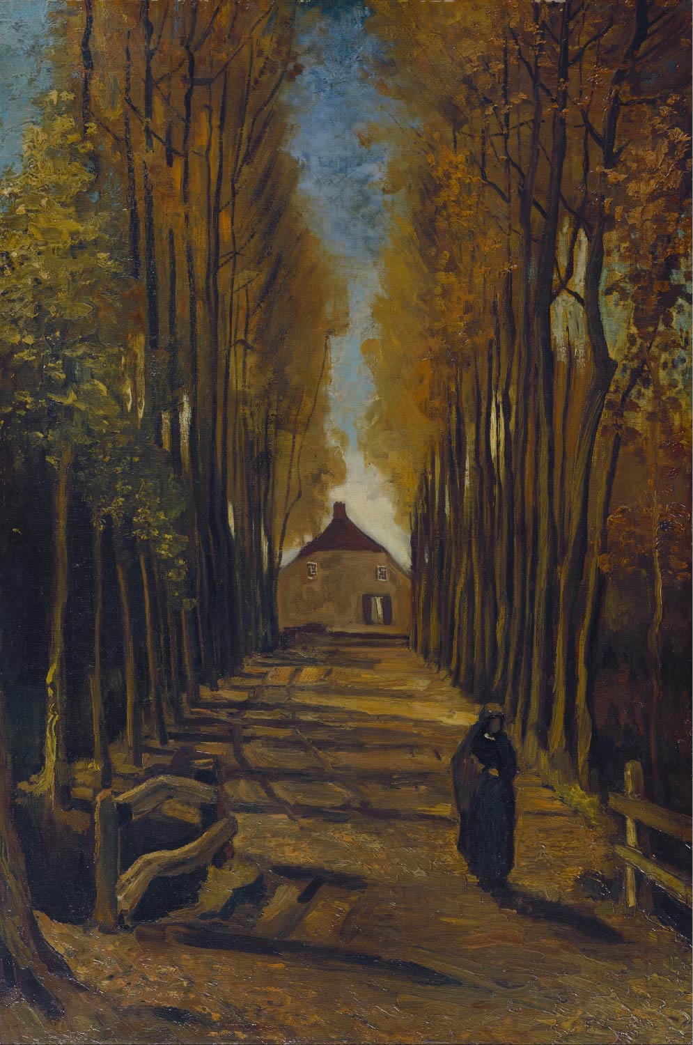 【無料壁紙】フィンセント・ファン・ゴッホ「秋のポプラ並木 (1884)」 / Vincent van Gogh_Avenue of Poplars in Autumn (1884)